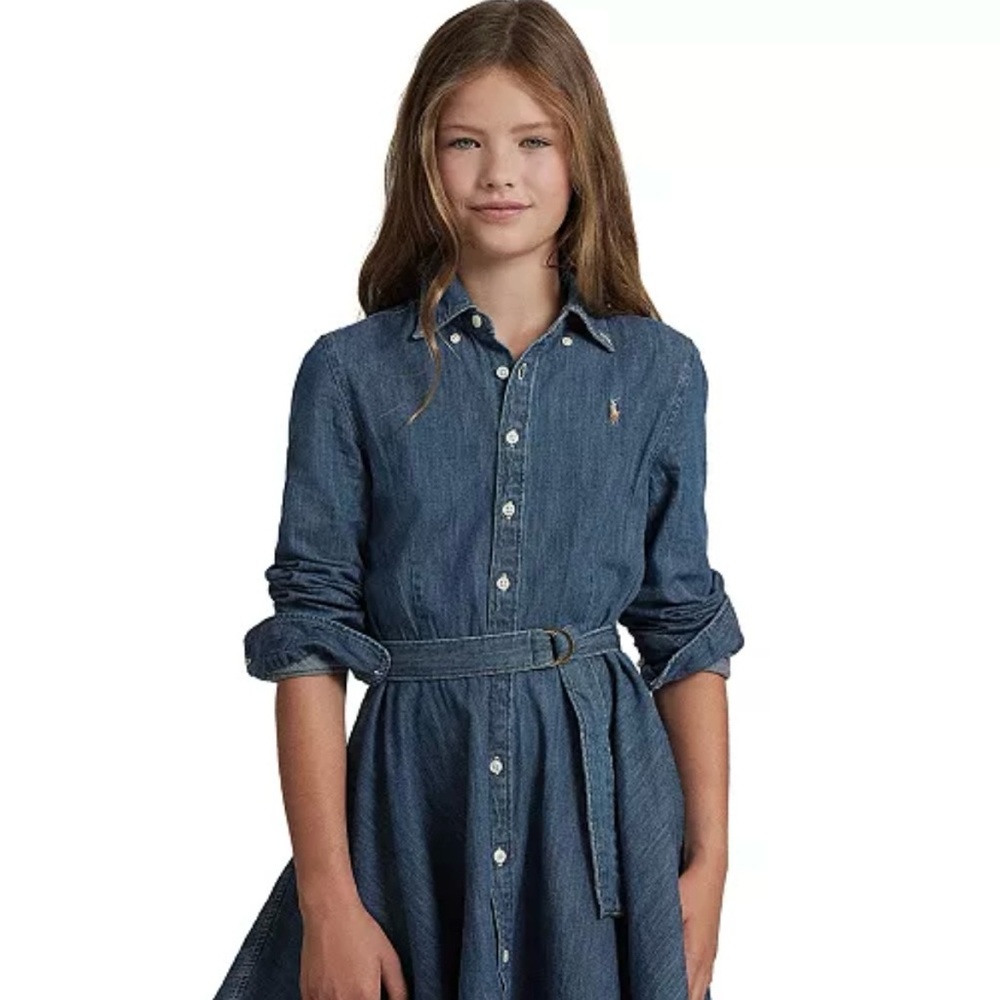 Ralph Lauren Belted Cotton Denim Shirtdress Size:12